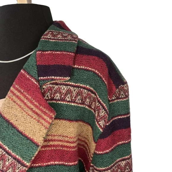Vintage Southwestern stripe cotton blend blazer single breasted M - Picture 6 of 14